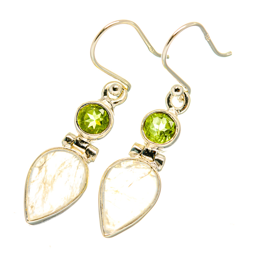 Rainbow Moonstone, Peridot Earrings handcrafted by Anasilvercos - EARR417695
