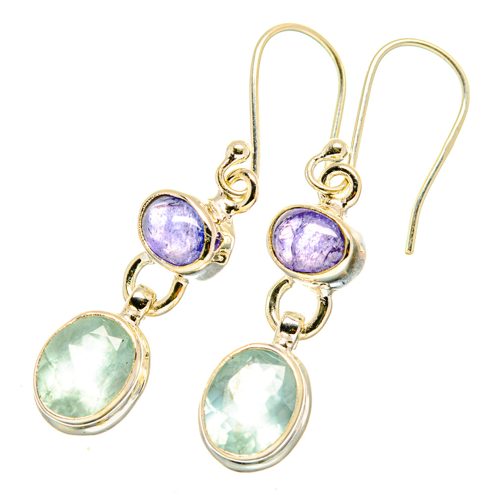 Aqua Chalcedony, Tanzanite Earrings handcrafted by Anasilvercos - EARR417698