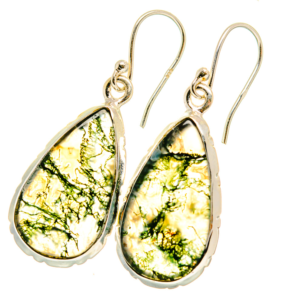 Green Moss Agate Earrings handcrafted by Anasilvercos - EARR417720