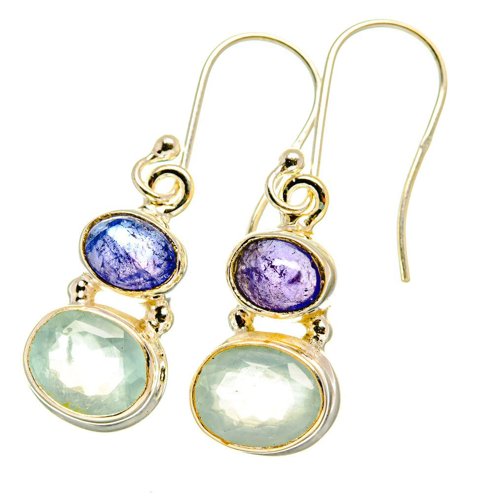 Aqua Chalcedony, Tanzanite Earrings handcrafted by Anasilvercos - EARR417723