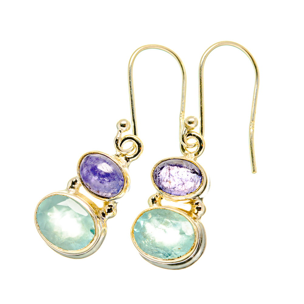 Aqua Chalcedony, Tanzanite Earrings handcrafted by Anasilvercos - EARR417736