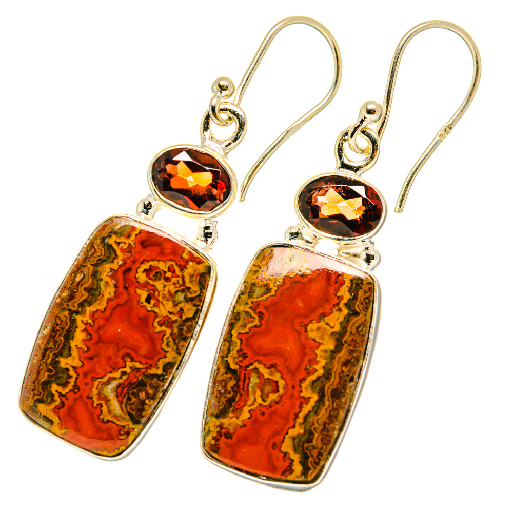 Moroccan Agate, Garnet Earrings handcrafted by Anasilvercos - EARR417747