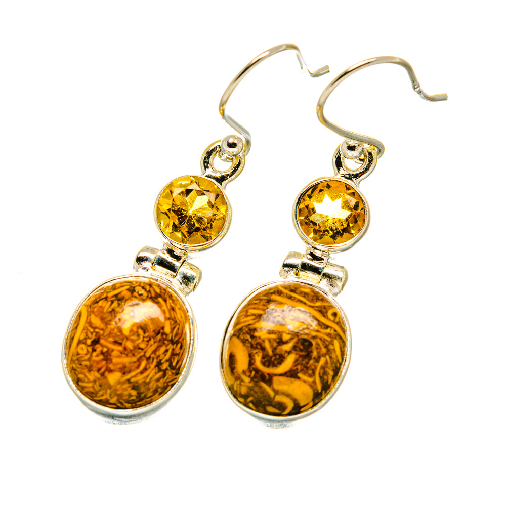 Coquina Jasper, Citrine Earrings handcrafted by Anasilvercos - EARR417760