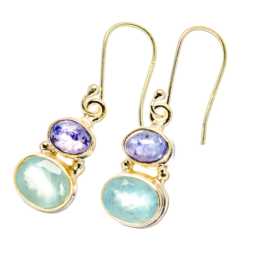 Aqua Chalcedony, Tanzanite Earrings handcrafted by Anasilvercos - EARR417768