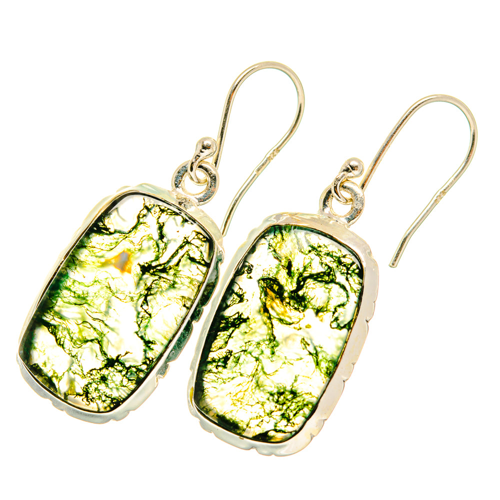 Green Moss Agate Earrings handcrafted by Anasilvercos - EARR417770