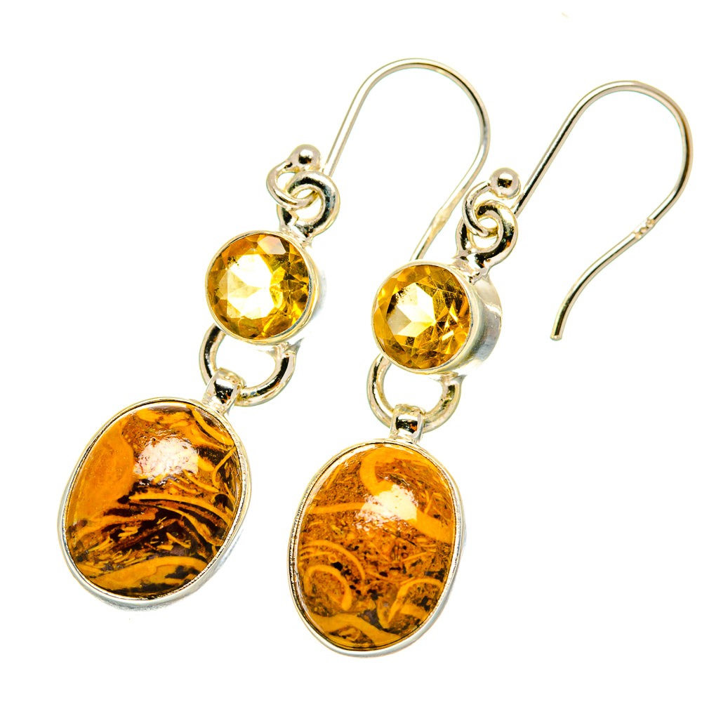 Palm Wood Jasper Earrings handcrafted by Anasilvercos - EARR417844
