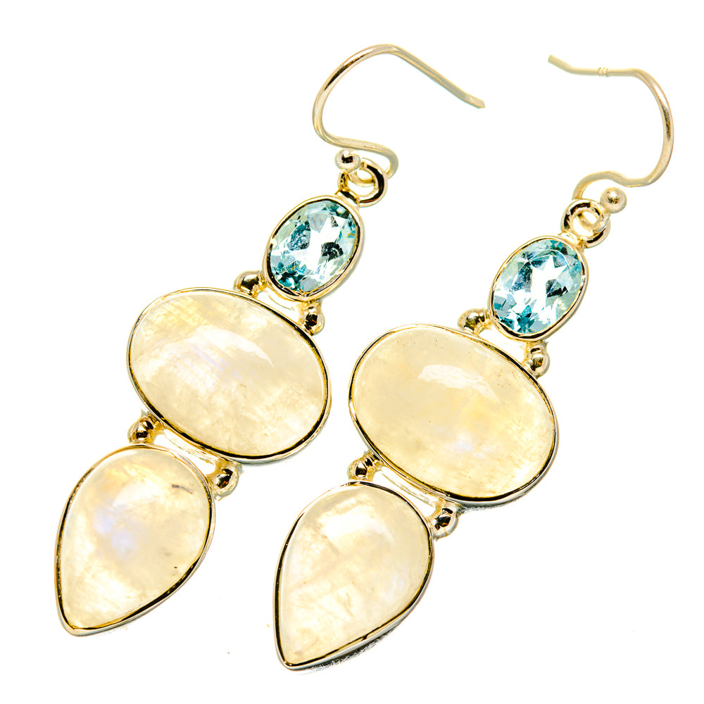 Rainbow Moonstone Earrings handcrafted by Anasilvercos - EARR418010
