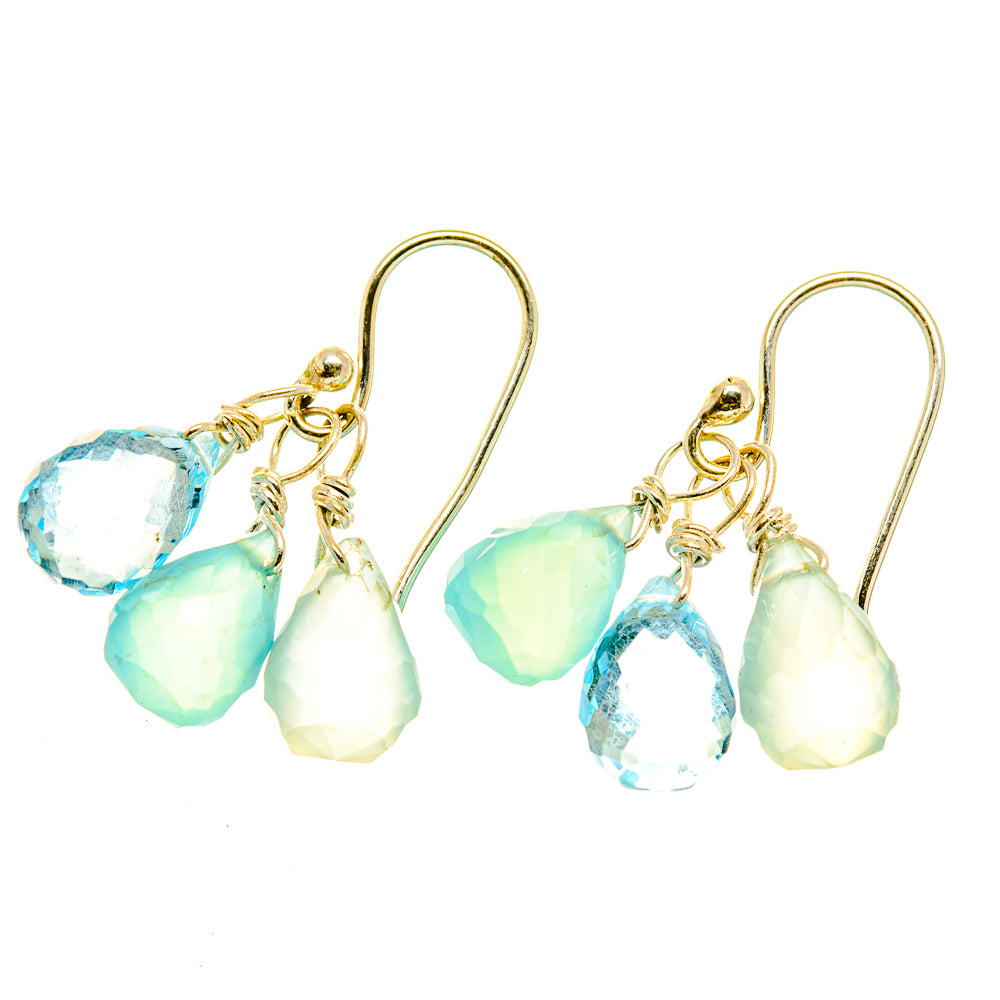 Aqua Chalcedony Earrings handcrafted by Anasilvercos - EARR418036