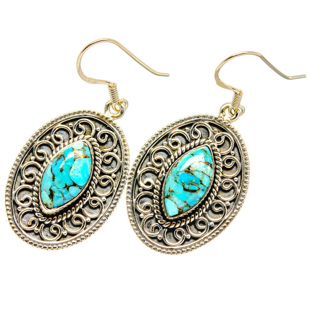 Blue Copper  Composite Turquoise Earrings handcrafted by Anasilvercos - EARR418046