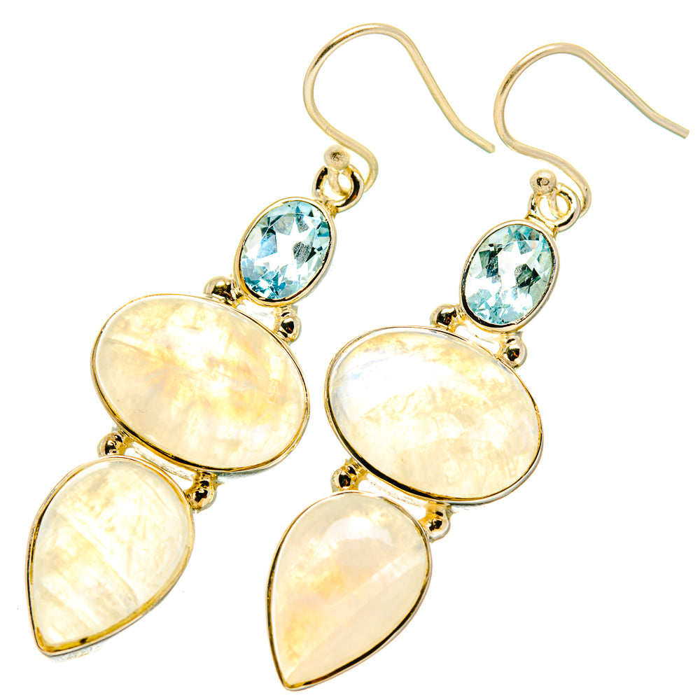 Rainbow Moonstone Earrings handcrafted by Anasilvercos - EARR418053
