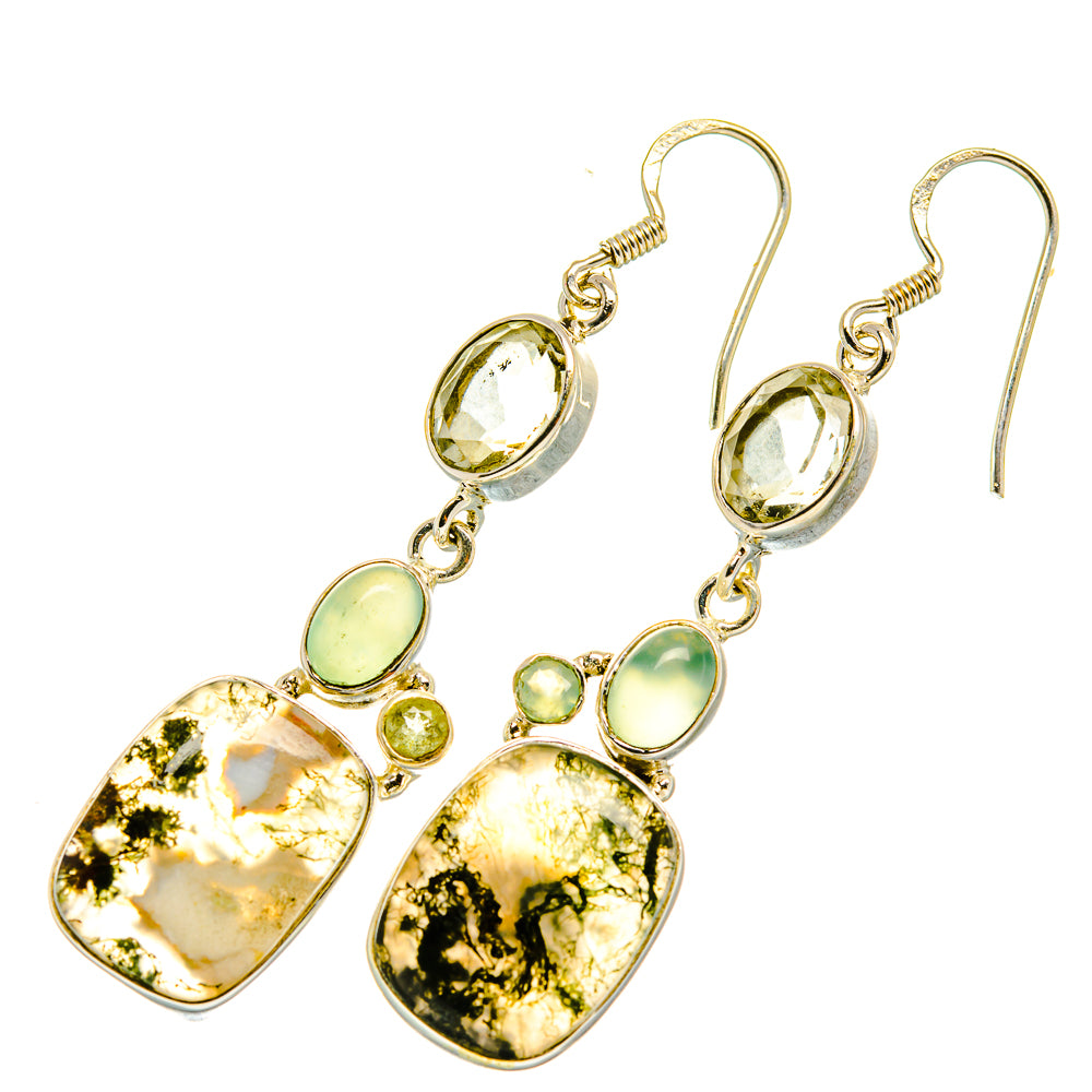 Green Moss Agate Earrings handcrafted by Anasilvercos - EARR418056