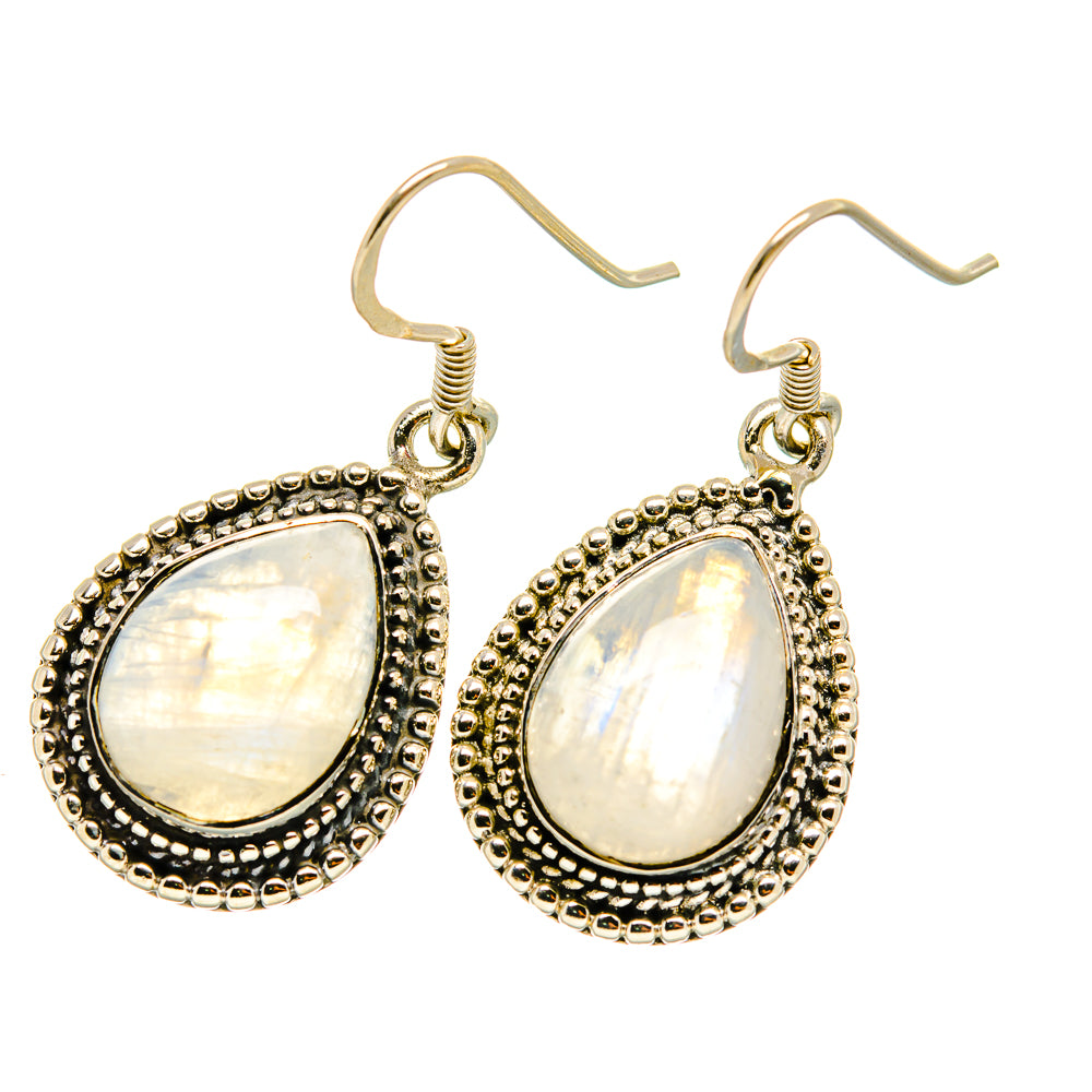 Rainbow Moonstone Earrings handcrafted by Anasilvercos - EARR418072