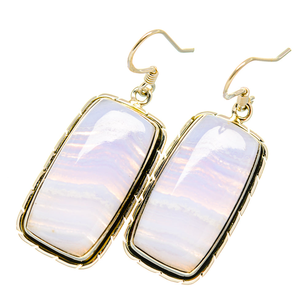 Blue Lace Agate Earrings handcrafted by Anasilvercos - EARR418079