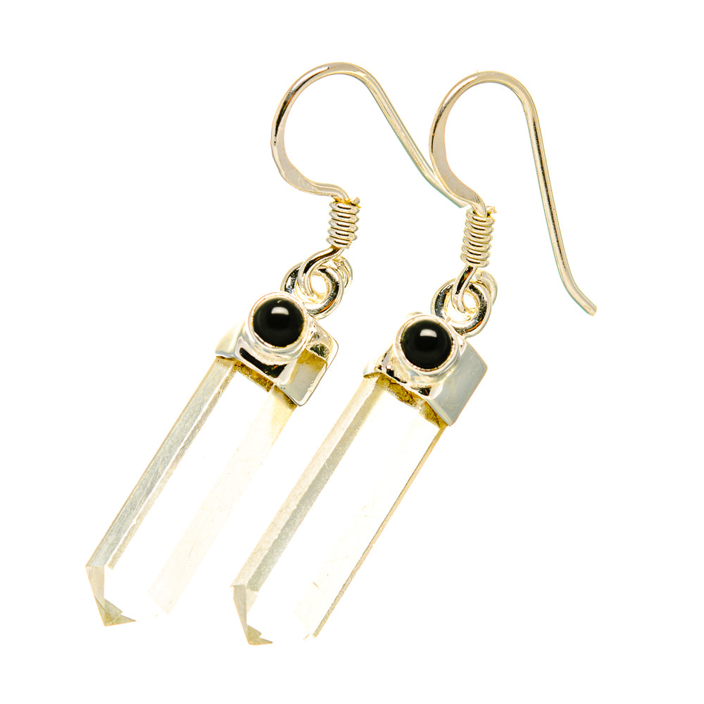 White Quartz, Black Onyx Earrings handcrafted by Anasilvercos - EARR418081