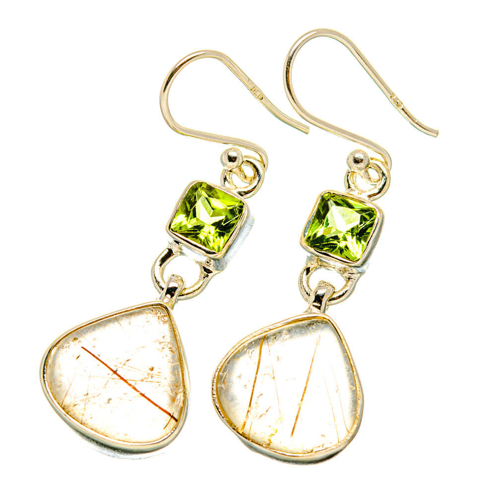 Rutilated Quartz, Peridot Earrings handcrafted by Anasilvercos - EARR418090