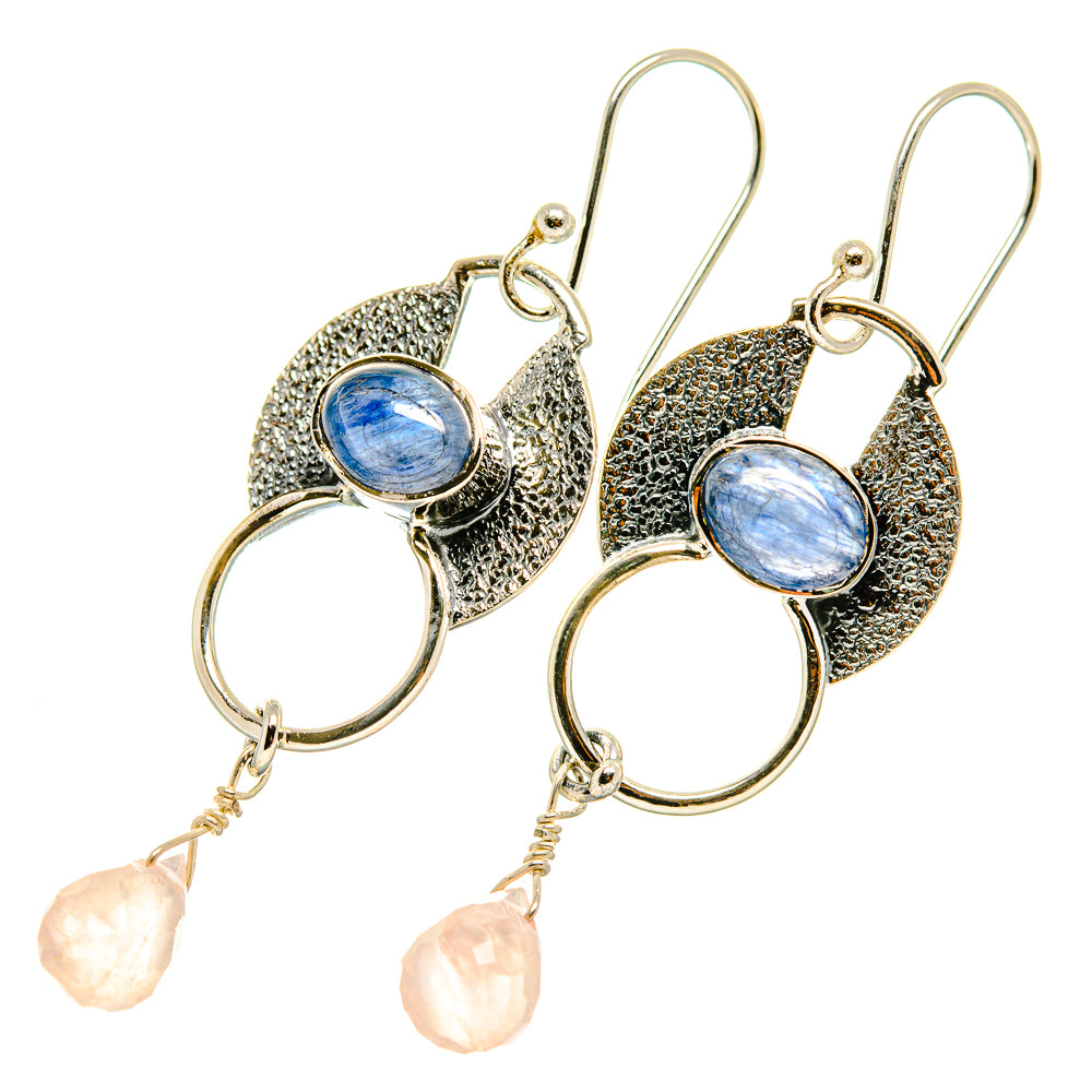 Kyanite, Rose Quartz Earrings handcrafted by Anasilvercos - EARR418097