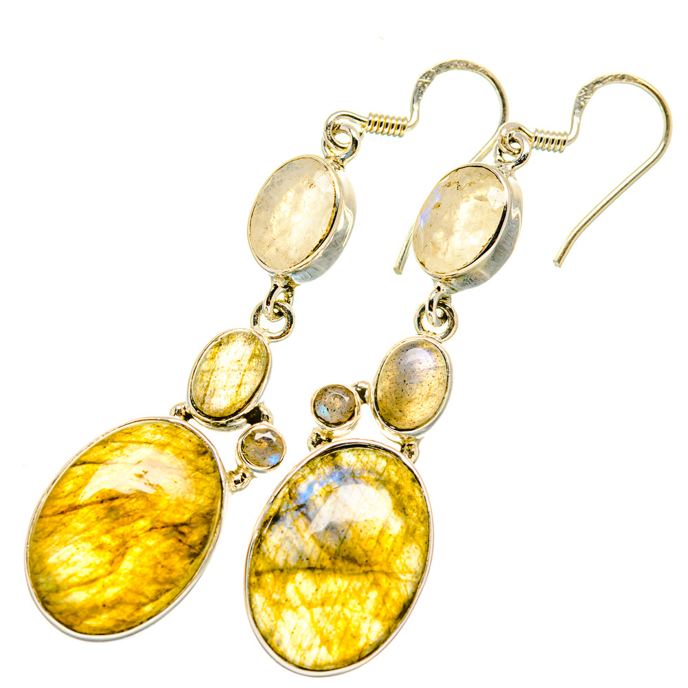 Labradorite, Rainbow Moonstone Earrings handcrafted by Anasilvercos - EARR418098