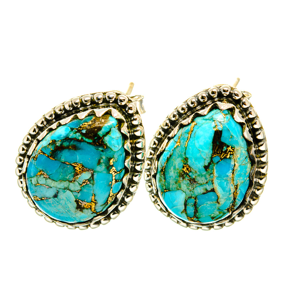 Blue Copper Composite Turquoise Earrings handcrafted by Anasilvercos - EARR418102