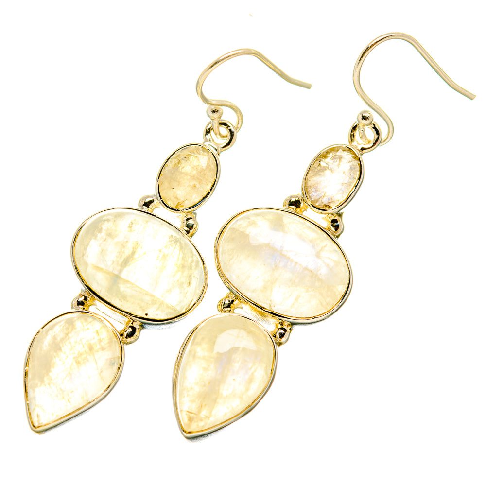 Rainbow Moonstone Earrings handcrafted by Anasilvercos - EARR418114