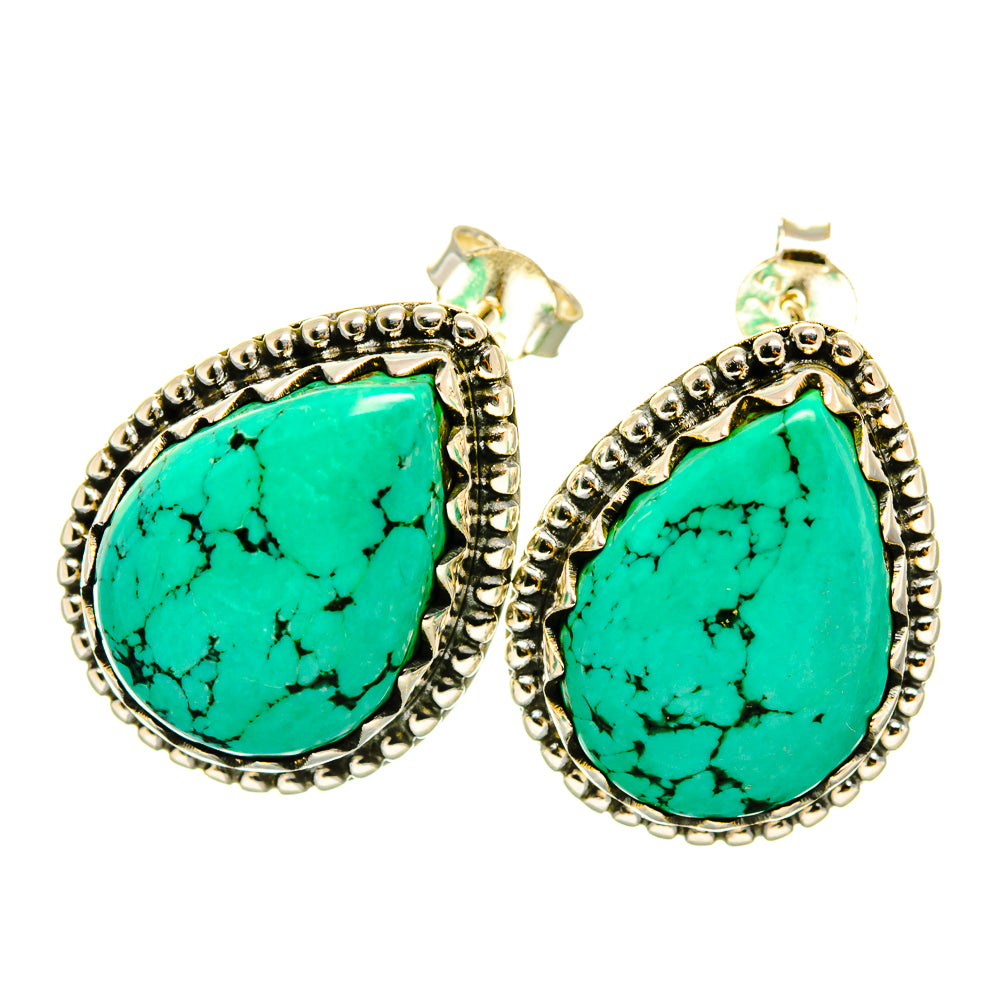 Tibetan Turquoise Earrings handcrafted by Anasilvercos - EARR418117