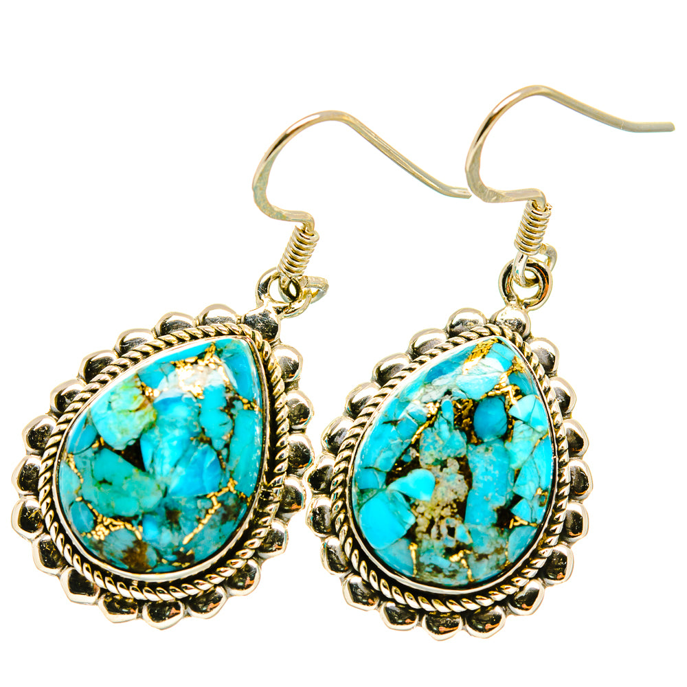Blue Copper Composite Turquoise Earrings handcrafted by Anasilvercos - EARR418123
