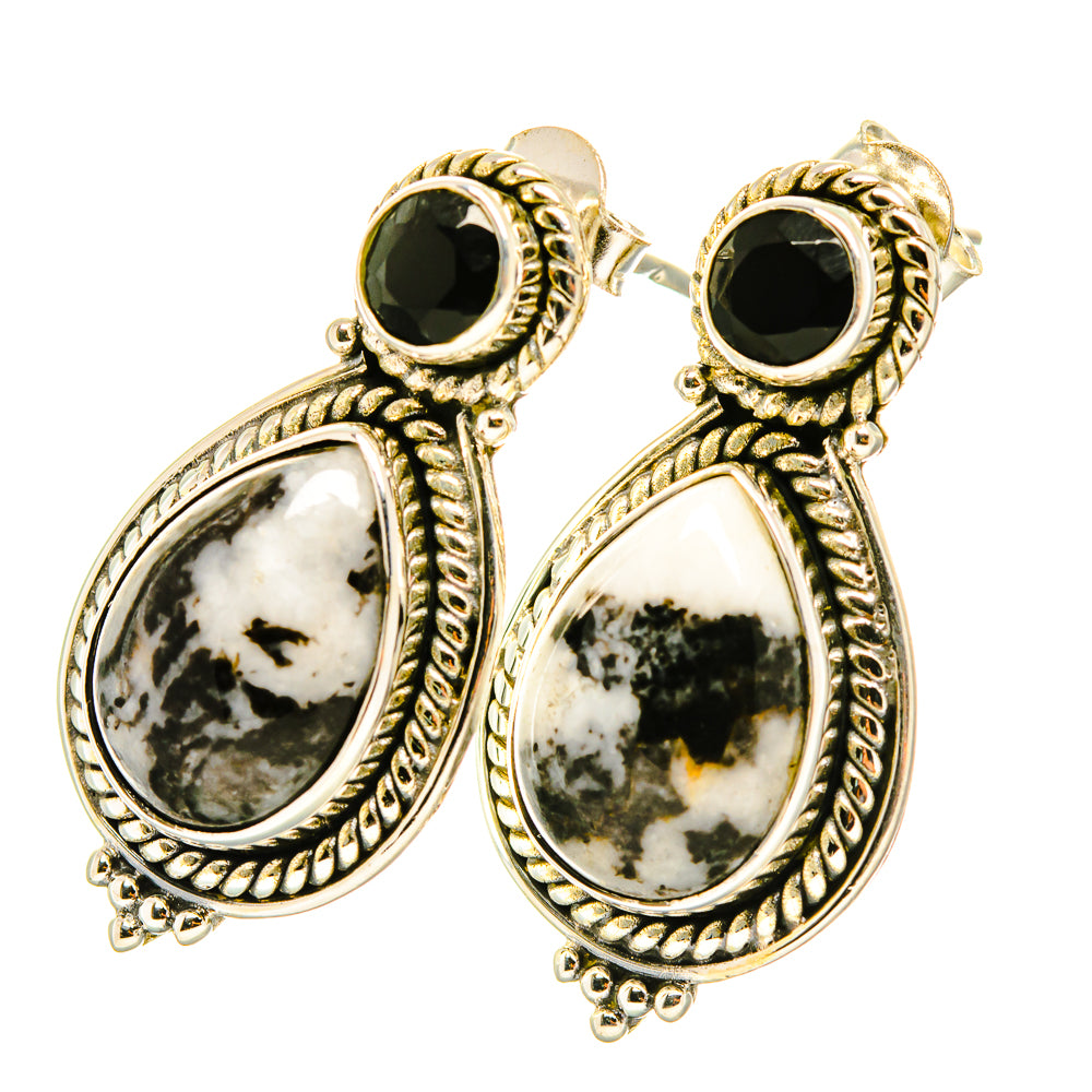 Dendritic Agate, Black Onyx Earrings handcrafted by Anasilvercos - EARR418125