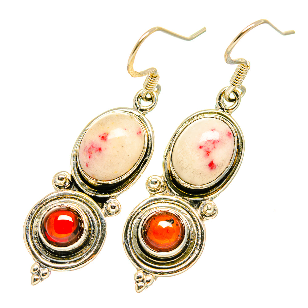 Thulite, Garnet Earrings handcrafted by Anasilvercos - EARR418128