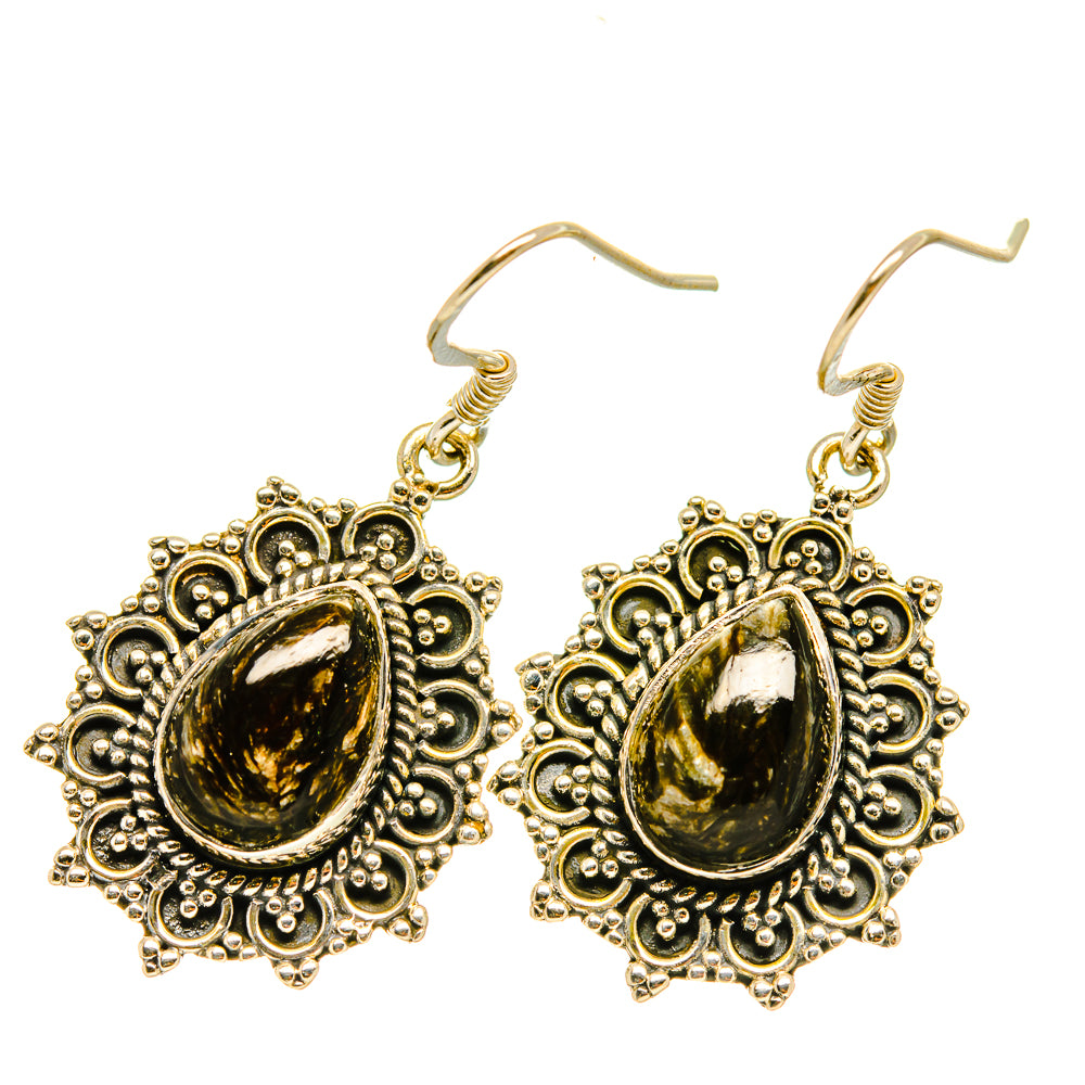 Golden Seraphinite Earrings handcrafted by Anasilvercos - EARR418130
