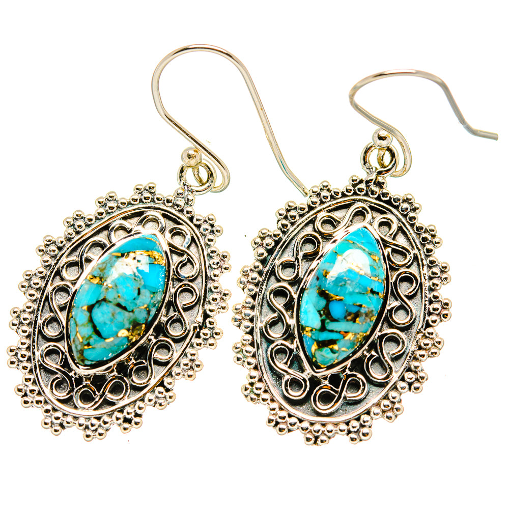 Blue Copper Composite Turquoise Earrings handcrafted by Anasilvercos - EARR418137