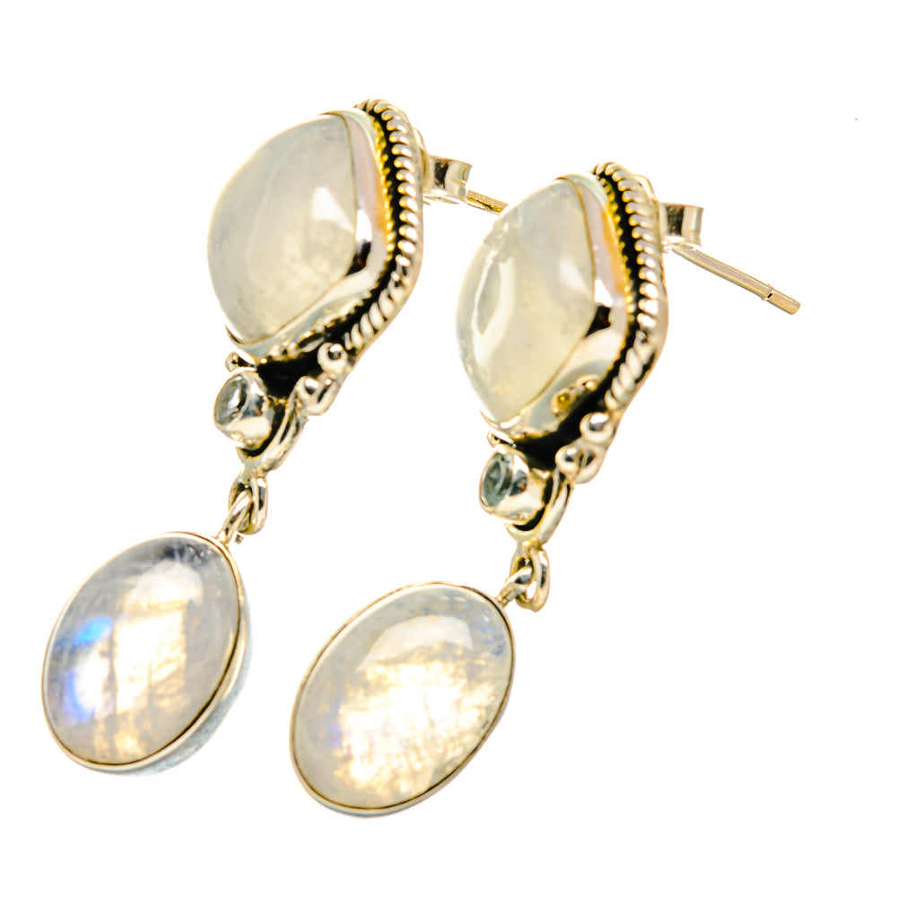 Rainbow Moonstone Earrings handcrafted by Anasilvercos - EARR418138