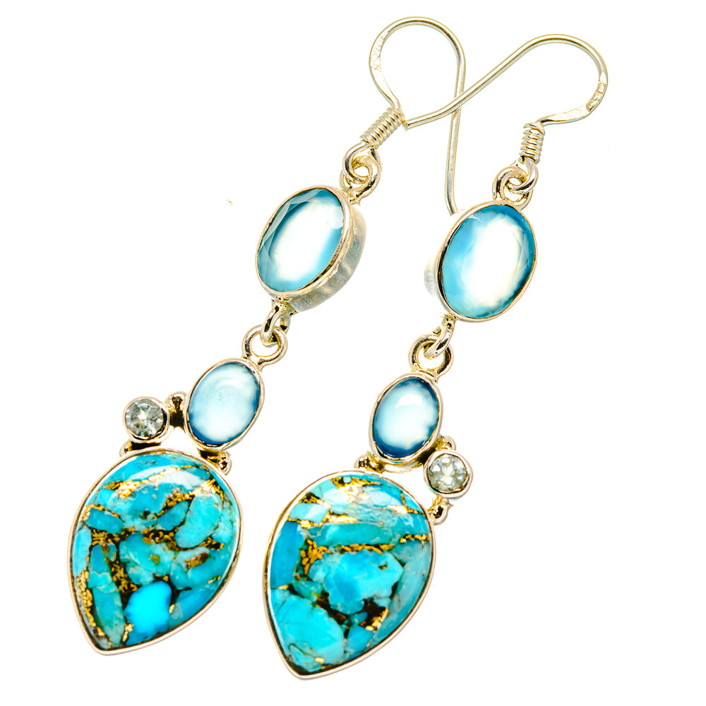 Blue Copper Composite Turquoise Earrings handcrafted by Anasilvercos - EARR418139