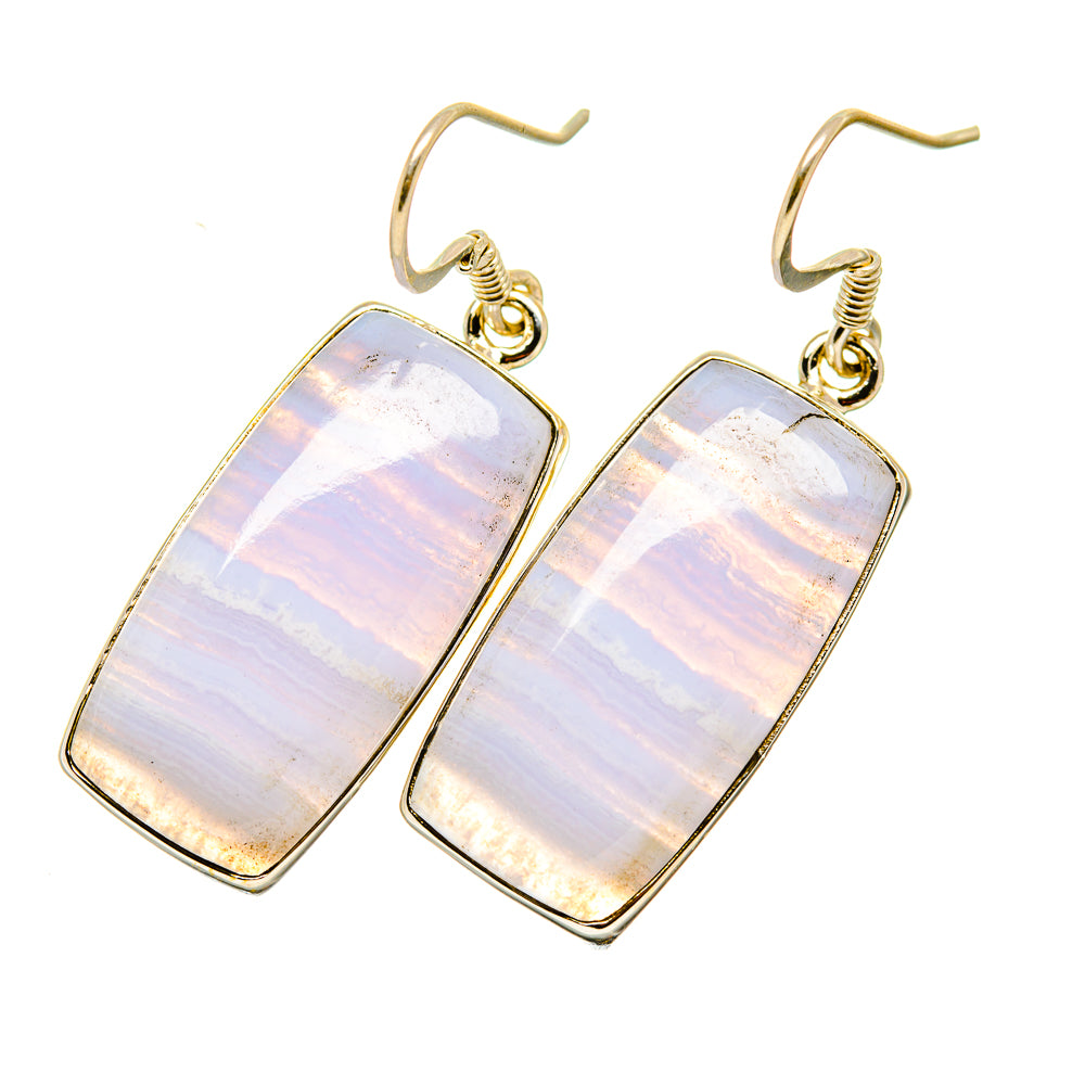 Blue Lace Agate Earrings handcrafted by Anasilvercos - EARR418141