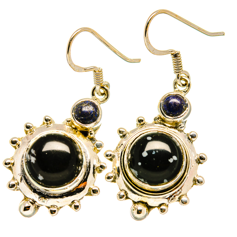 Snowflake Obsidian Earrings handcrafted by Anasilvercos - EARR418148
