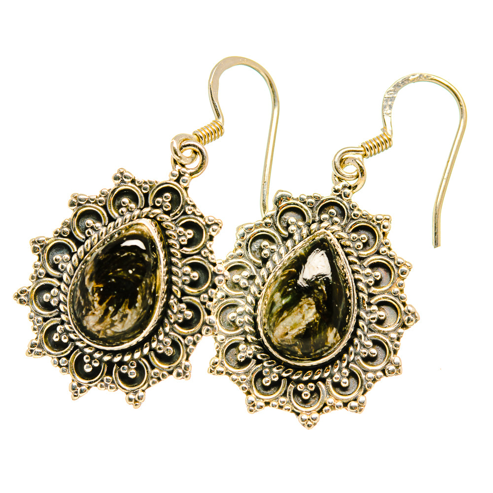 Golden Seraphinite Earrings handcrafted by Anasilvercos - EARR418173