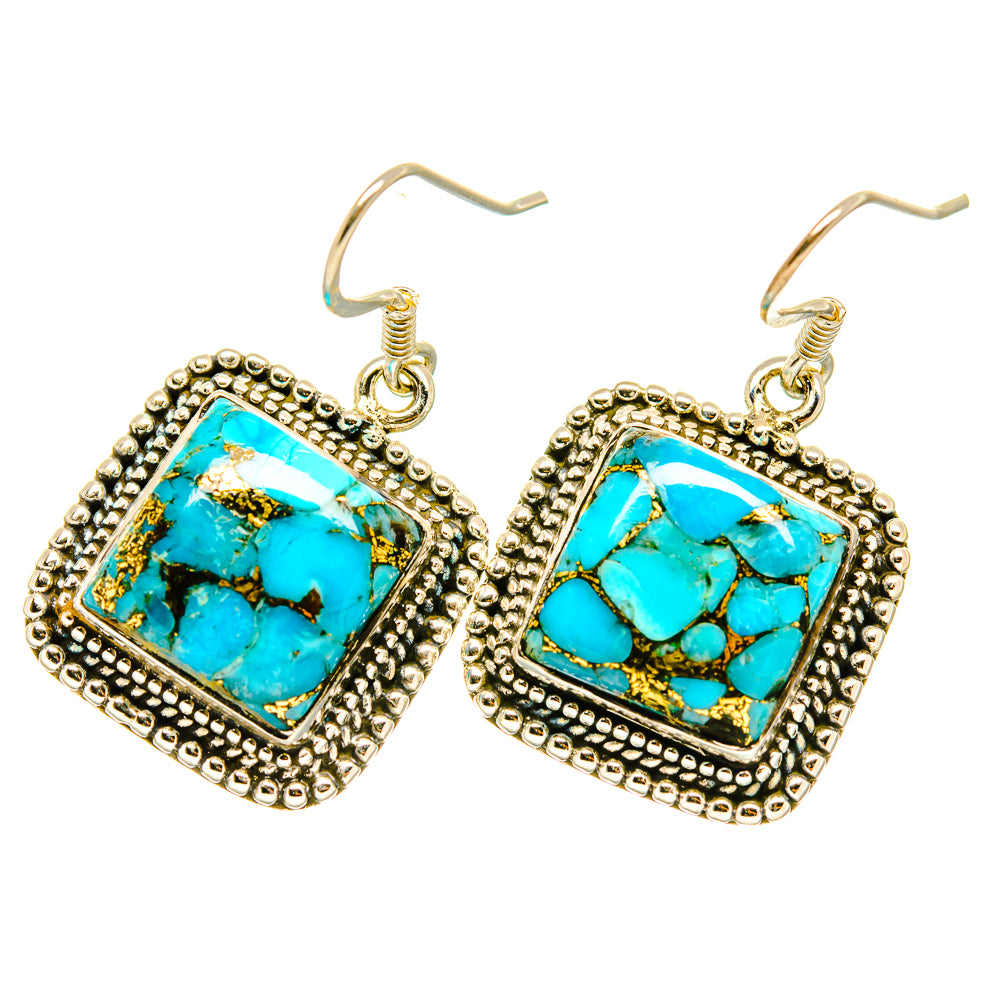 Blue Copper Composite Turquoise Earrings handcrafted by Anasilvercos - EARR418188