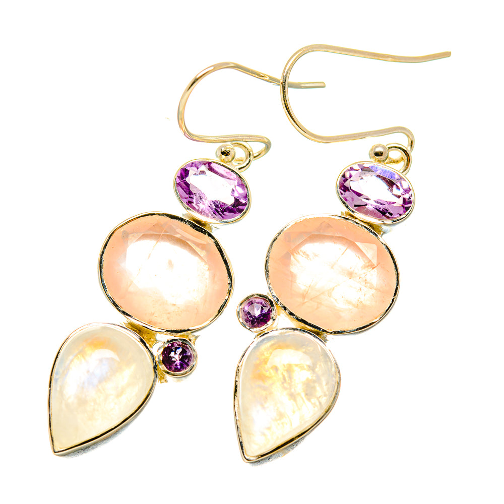Rose Quartz Earrings handcrafted by Anasilvercos - EARR418220