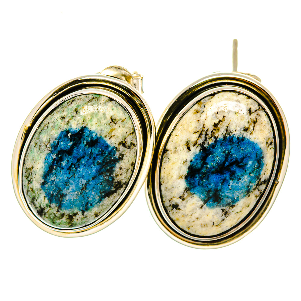 K2 Blue Azurite Earrings handcrafted by Anasilvercos - EARR418223
