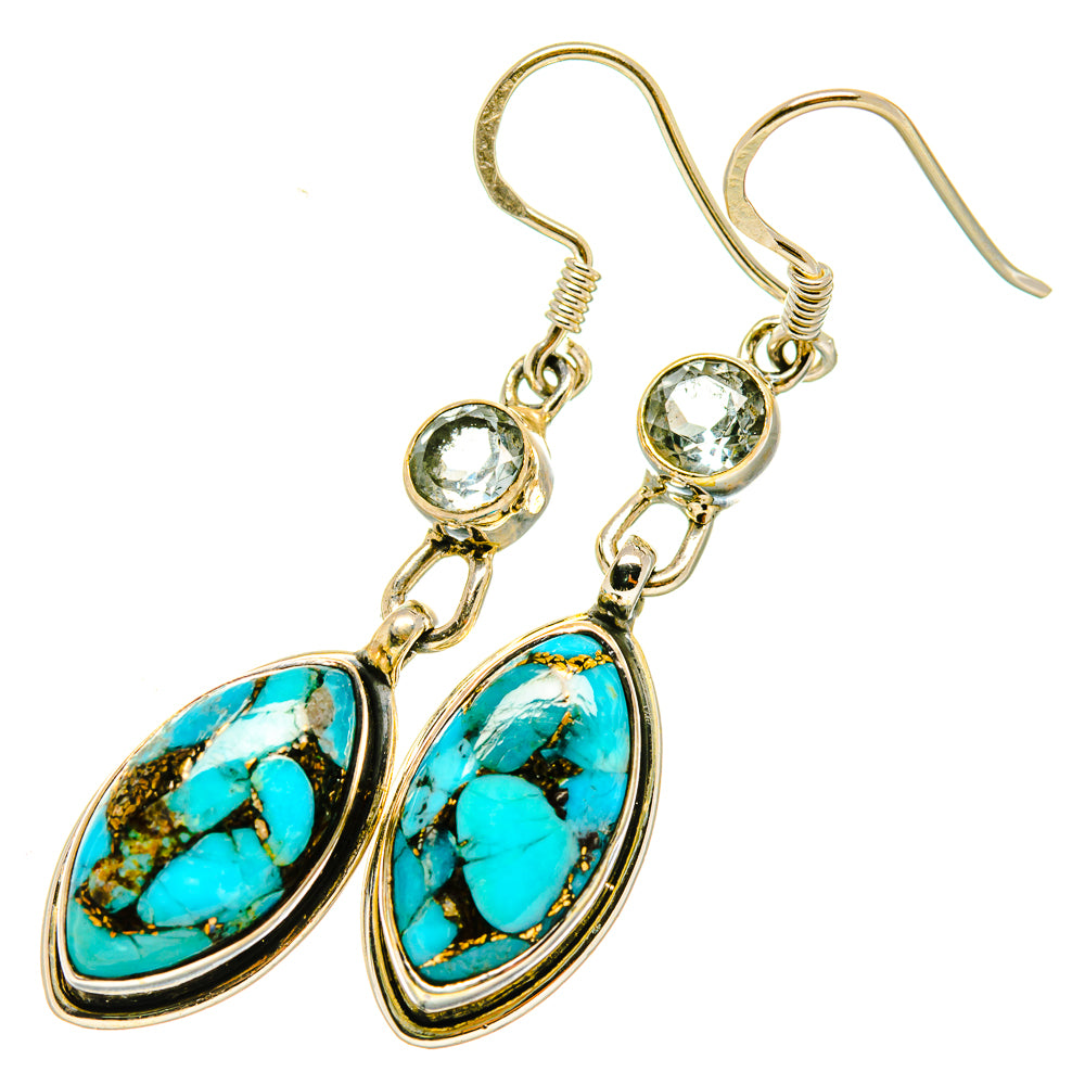 Blue Copper Composite Turquoise Earrings handcrafted by Anasilvercos - EARR418242
