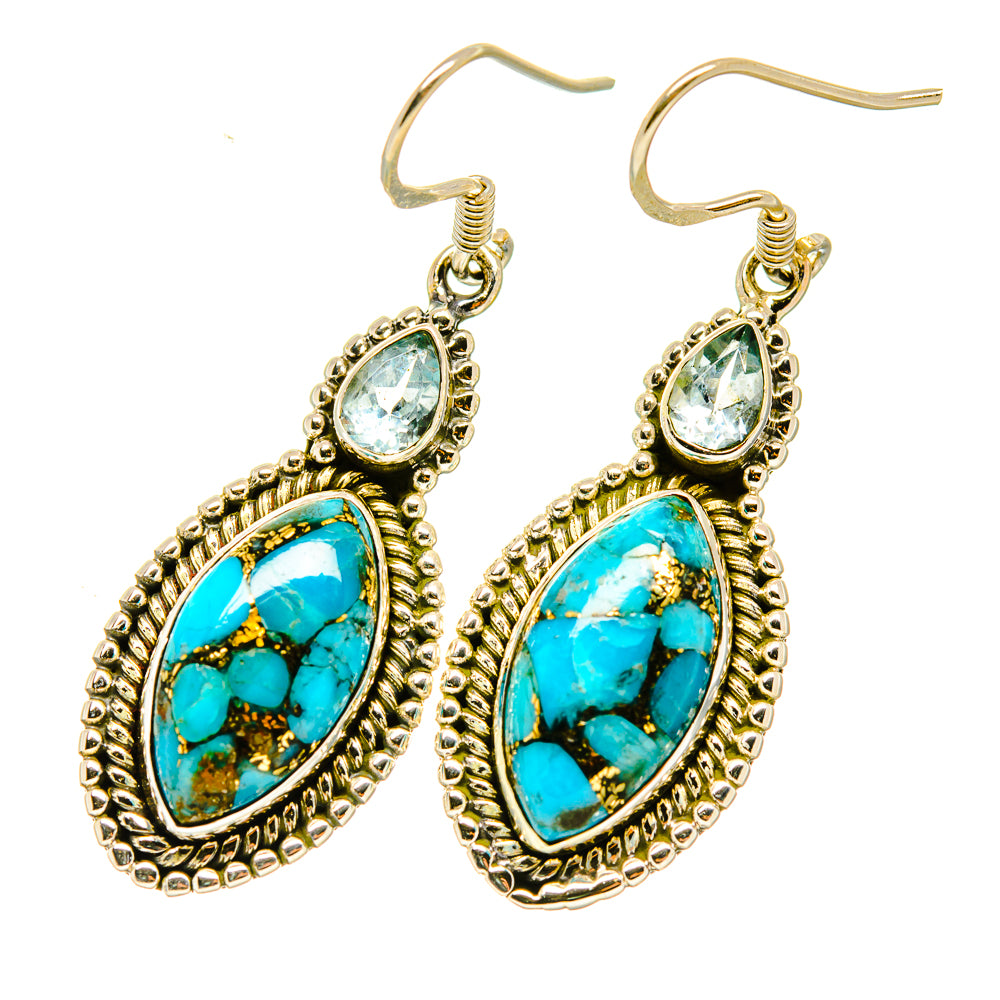 Blue Copper Composite Turquoise Earrings handcrafted by Anasilvercos - EARR418249