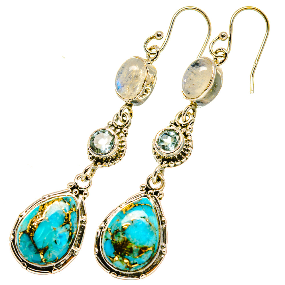 Blue Copper Composite Turquoise Earrings handcrafted by Anasilvercos - EARR418251