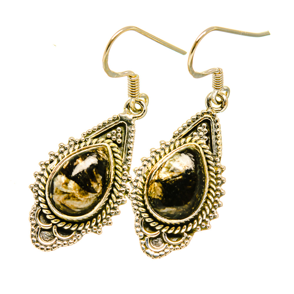Golden Seraphinite Earrings handcrafted by Anasilvercos - EARR418257