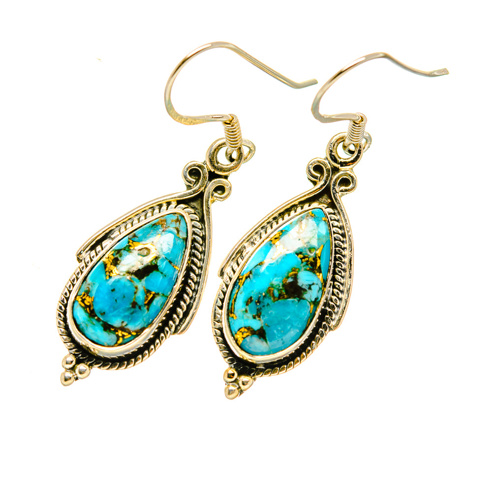 Blue Copper Composite Turquoise Earrings handcrafted by Anasilvercos - EARR418263