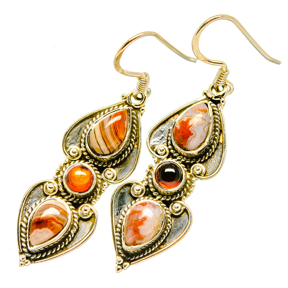 Crazy Lace Agate Earrings handcrafted by Anasilvercos - EARR418268