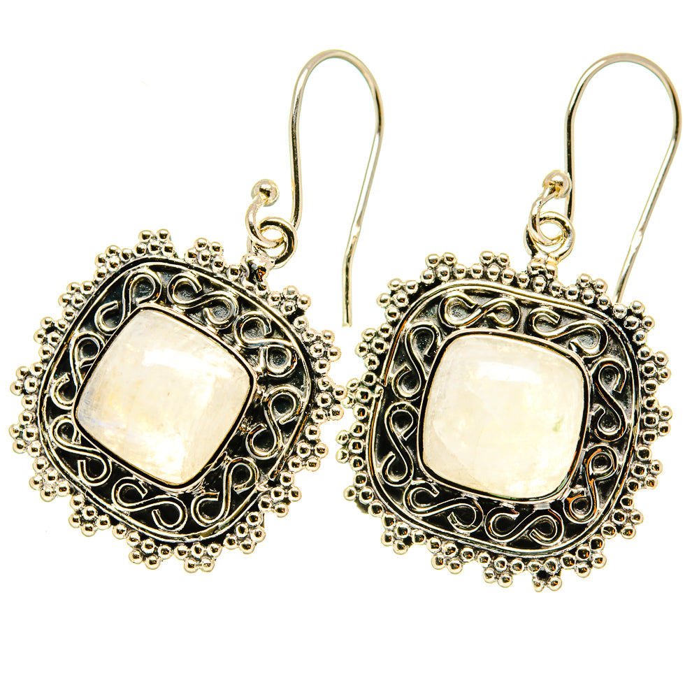 Rainbow Moonstone Earrings handcrafted by Anasilvercos - EARR418272