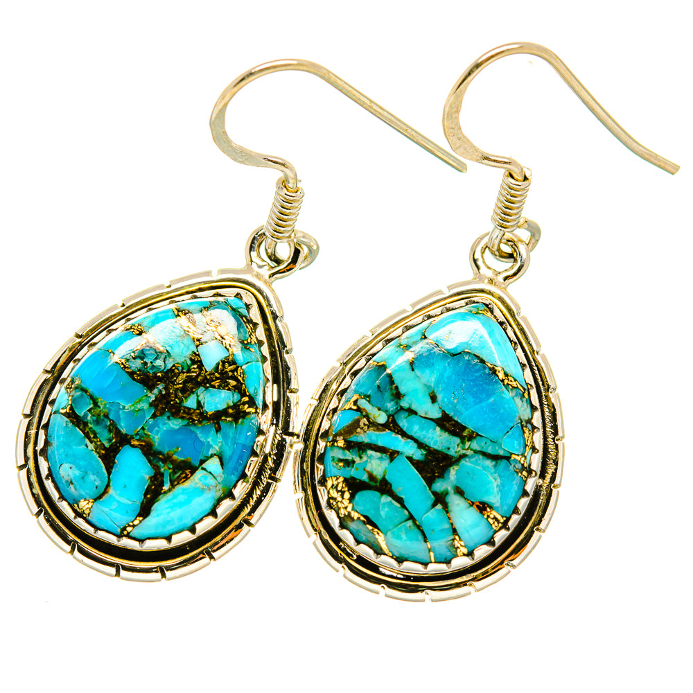Blue Copper Composite Turquoise Earrings handcrafted by Anasilvercos - EARR418277