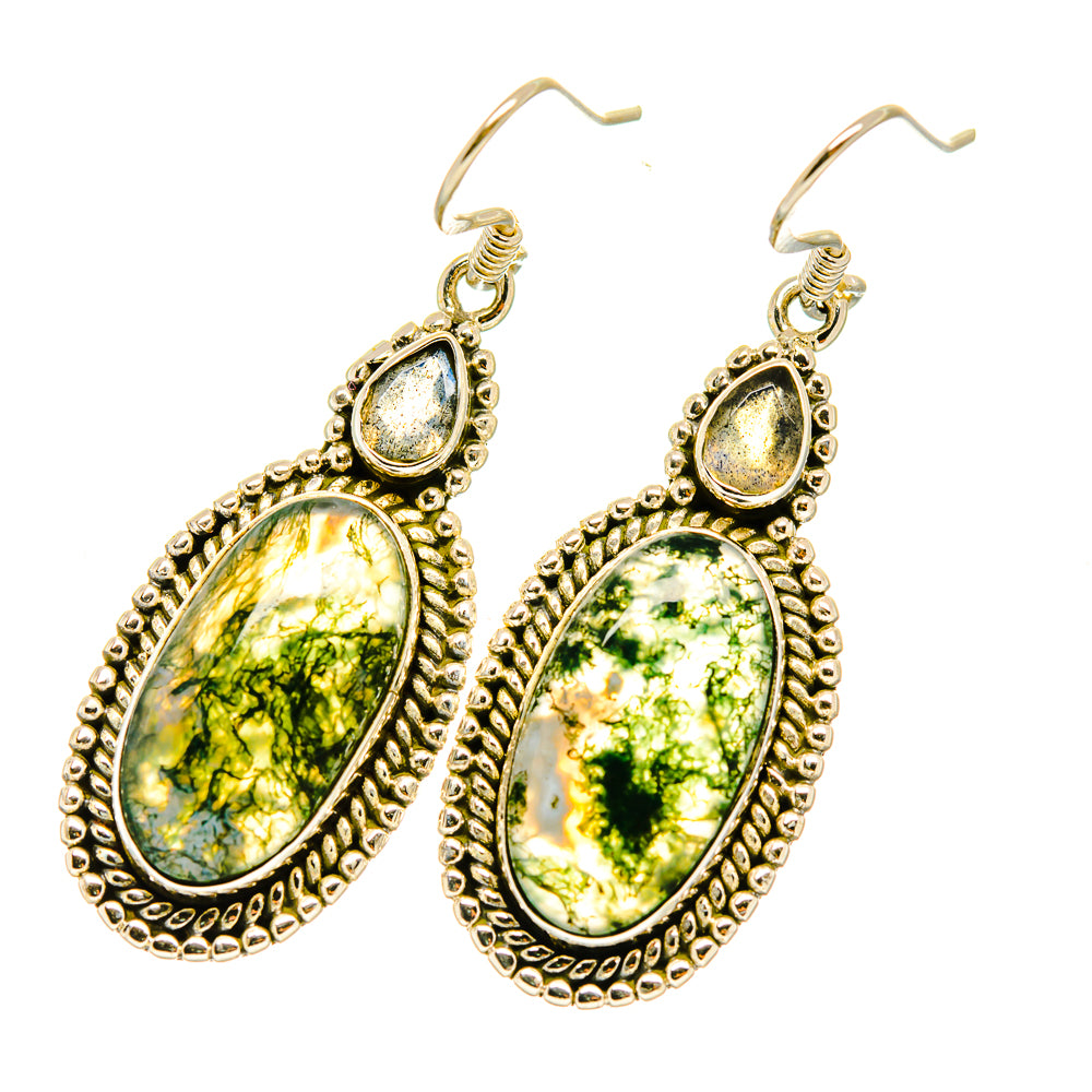 Green Moss Agate Earrings handcrafted by Anasilvercos - EARR418279