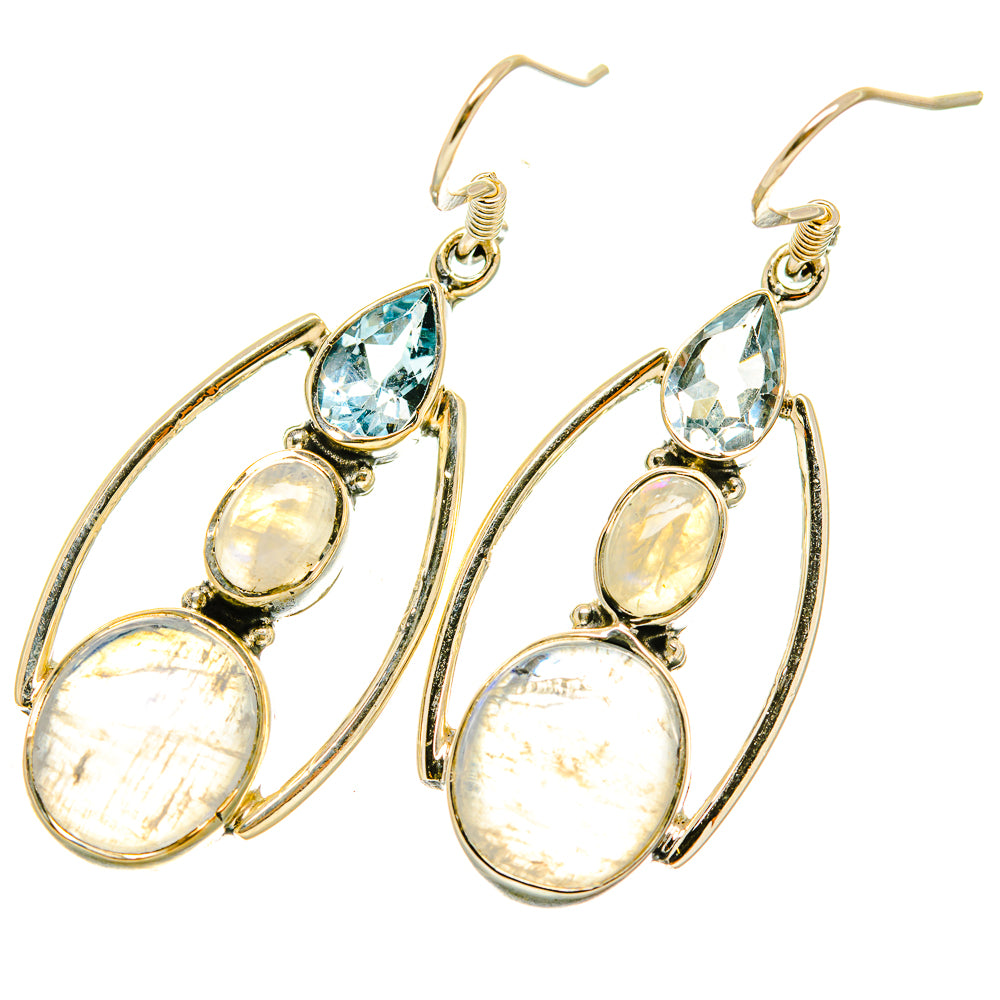 Rainbow Moonstone Earrings handcrafted by Anasilvercos - EARR418280