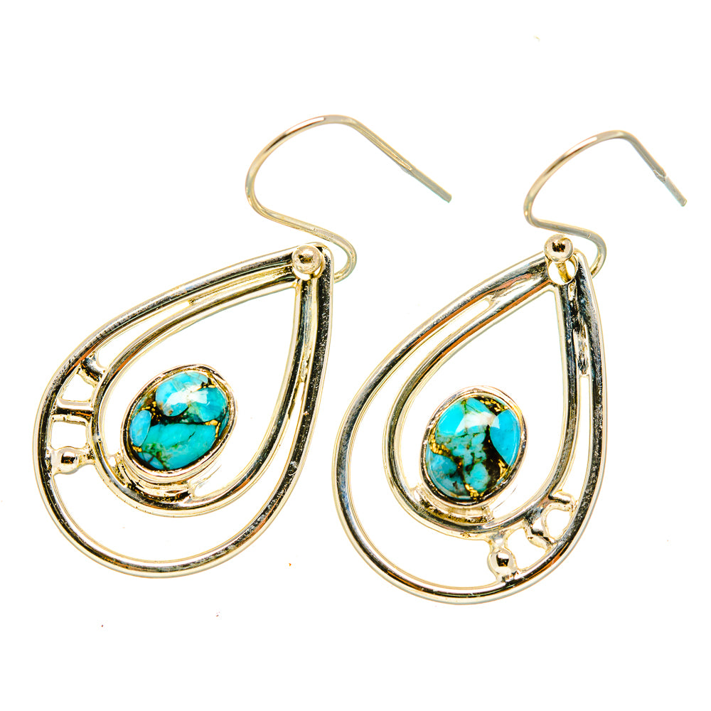 Blue Copper Composite Turquoise Earrings handcrafted by Anasilvercos - EARR418286