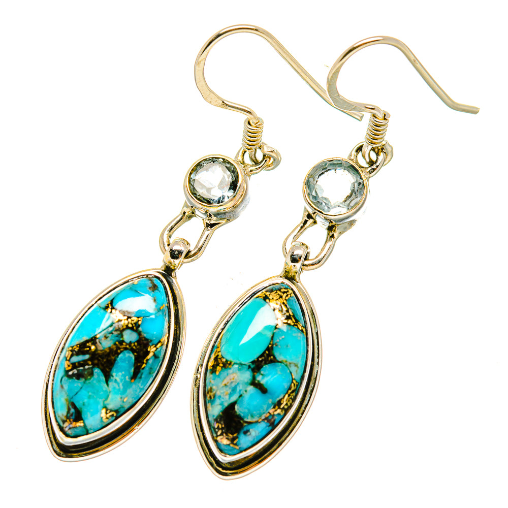 Blue Copper Composite Turquoise Earrings handcrafted by Anasilvercos - EARR418293