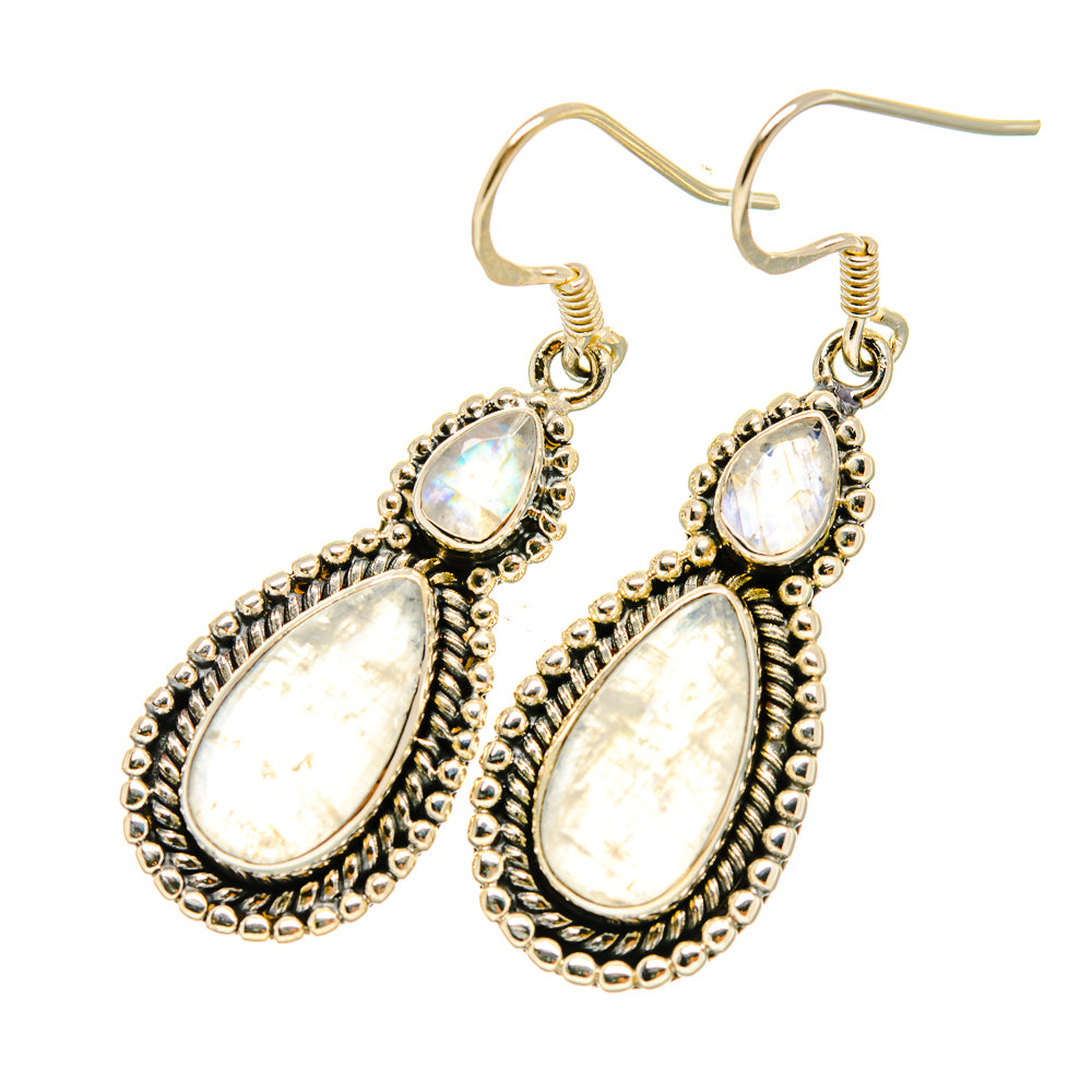 Rainbow Moonstone Earrings handcrafted by Anasilvercos - EARR418295